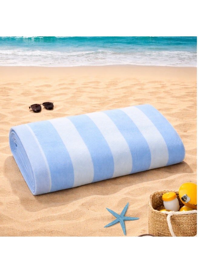 VELMORE Premium Multi Purpose Pool & Beach Towel – 100% Cotton, Ultra-Soft, Highly Absorbent, Quick Dry, Lightweight & Durable - Blue - Image 1